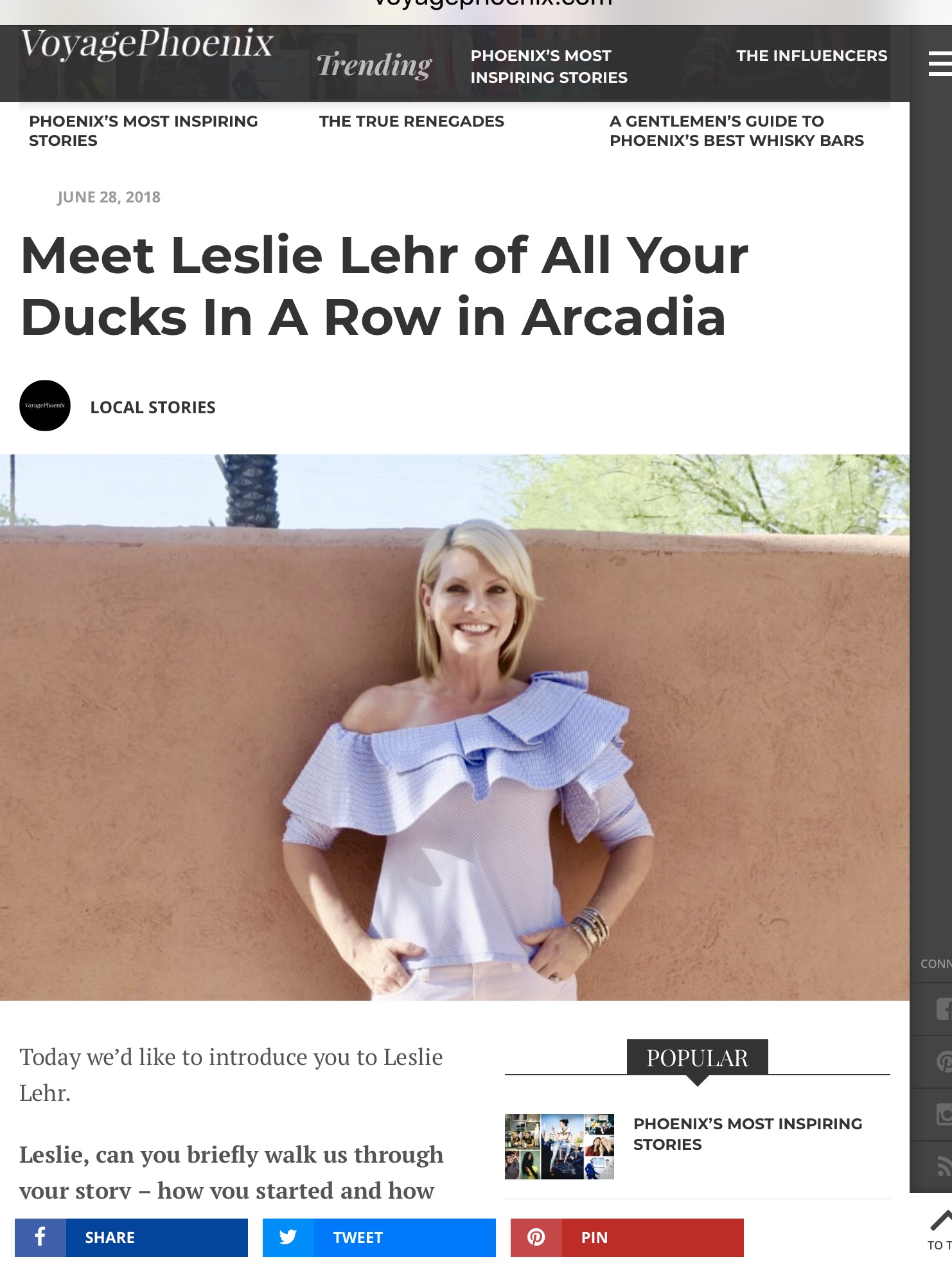 Meet Leslie Lehr All Your Ducks In A Row, VoyagePhoenix Inspring Series Feature